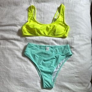 HALARA Yellow and Green Sporty Bikini Set 🩱